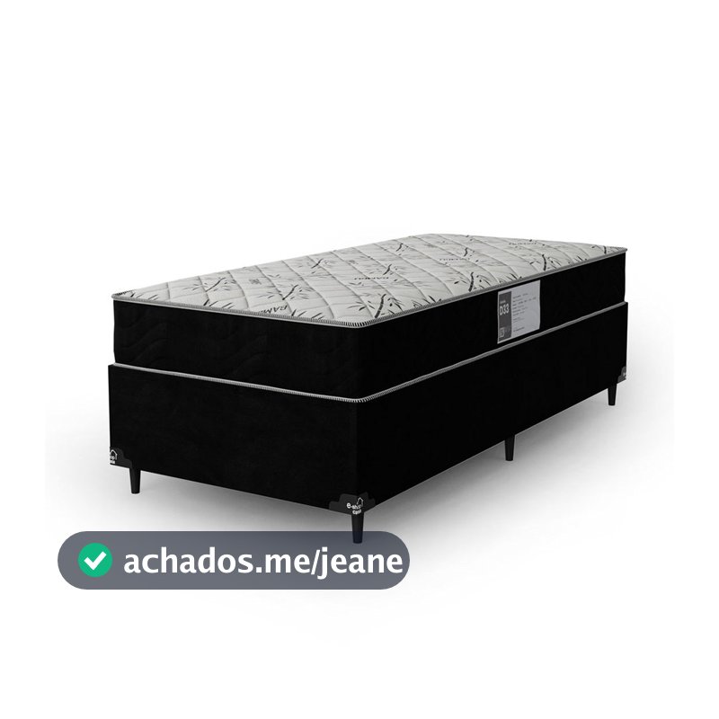 Cama Box Solteiro + Colchão D33 One Face - Suede Preto