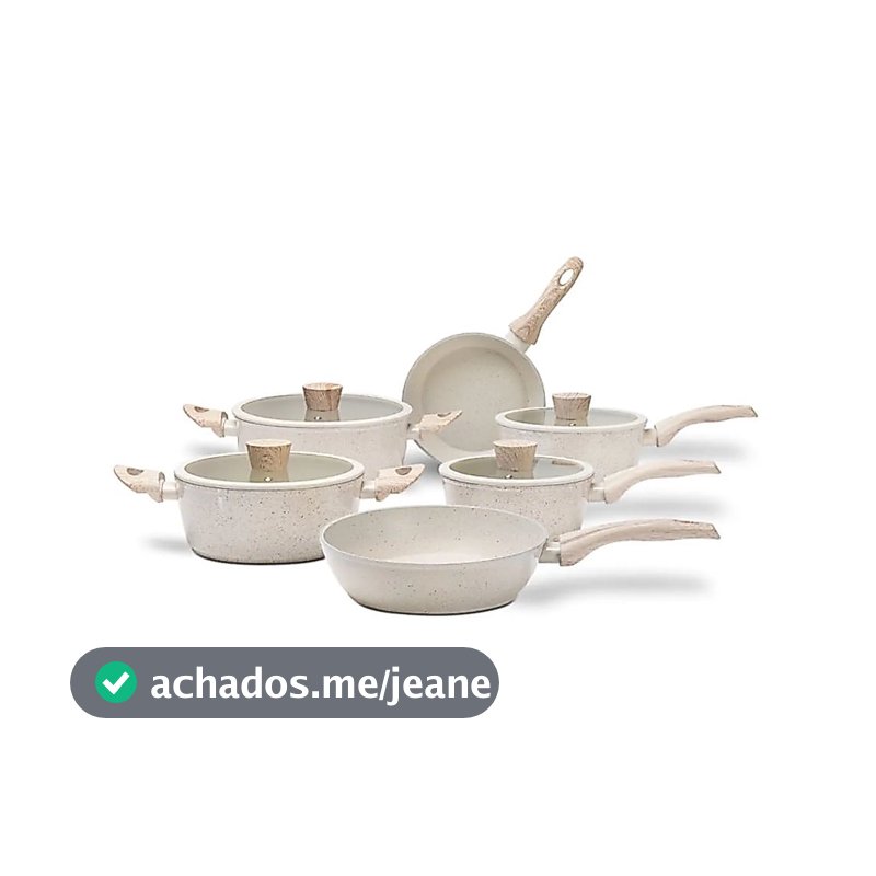 Jogo de Panelas 6 Peças Brinox Antiaderente Ceramic Life Sirius Vanilla e Preto - Com Indução