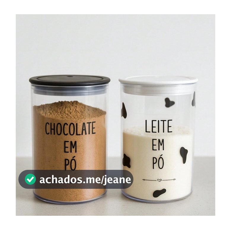 Pote Hermético Decorado 1L para Leite e Chocolate em Pó – Tampa Vedada