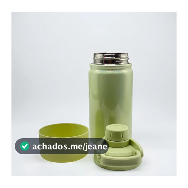 Garrafa De Água Térmica 350/600/800/1000ML Inox Moderna Brilhosa Com Silicone