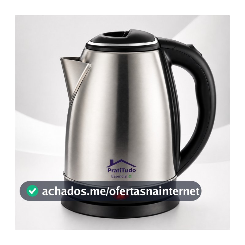 Chaleira Elétrica Inox 1,8L 1000W ou 1200W Desligamento Automático - Bule Jarra Cafeteira Elétrica Aquece Água Rápido