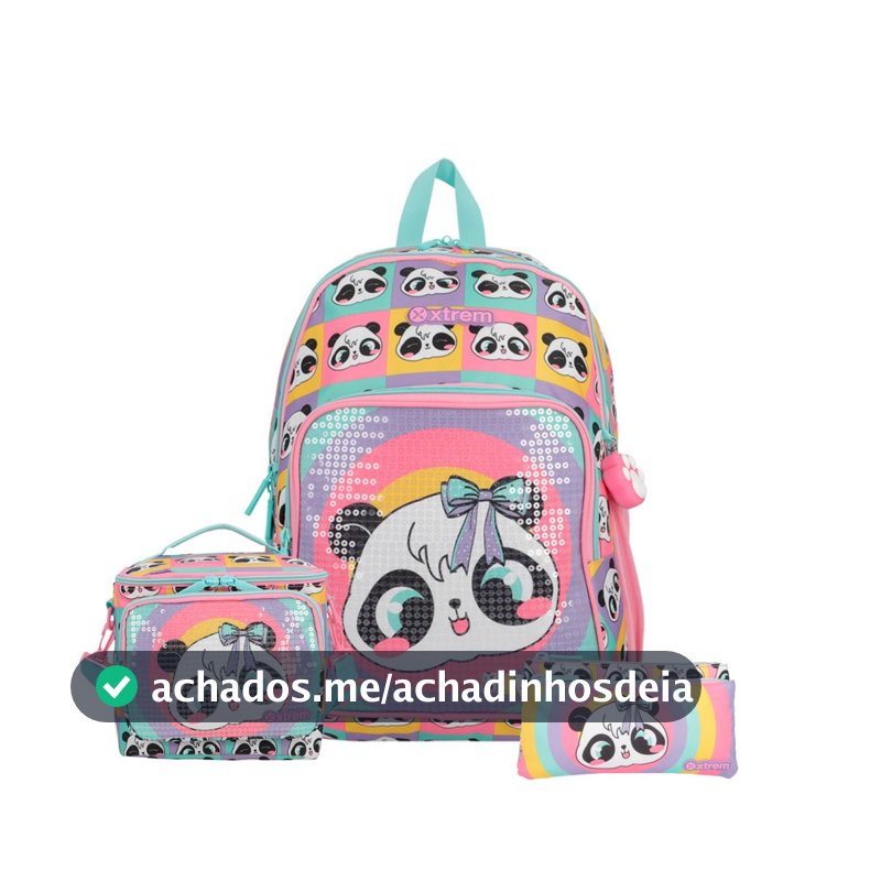 Kit Mochila Costas Panda Lancheira Térmica E Estojo Escolar