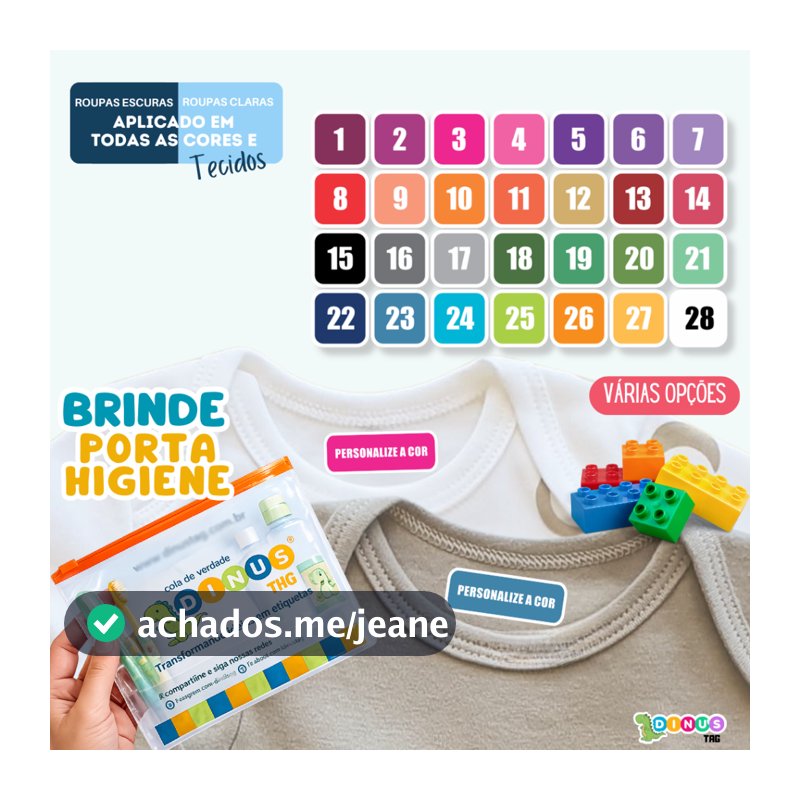 Etiqueta Termocolante para Roupas COLOR, Uniformes Escolares, Meias, Mochilas Kit a partir 36pçs
