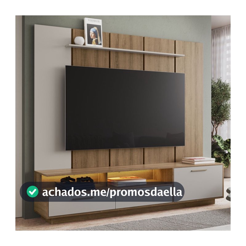 Estante para TV para TV Até 75 Polegadas Ravenna 1 Porta 2 Gavetas com Led - Art In Móveis