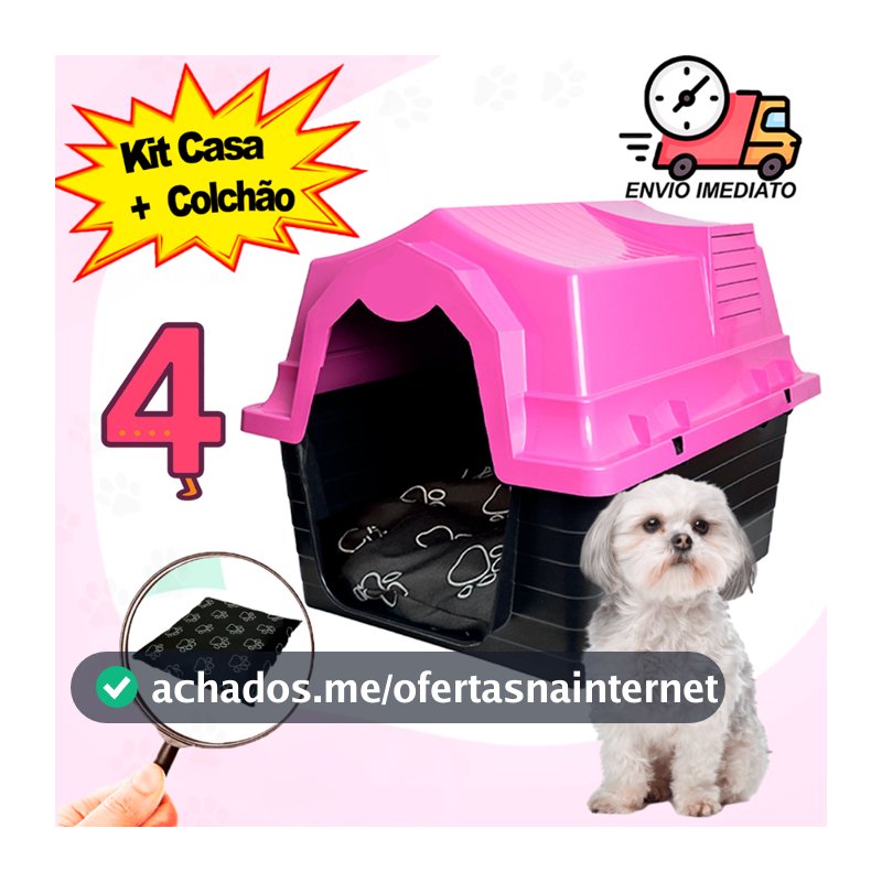 Casinha De Cachorro N 4 ou 3 Para Cachorro Pequeno E Médio Porte Com Caminha De Cachorro
