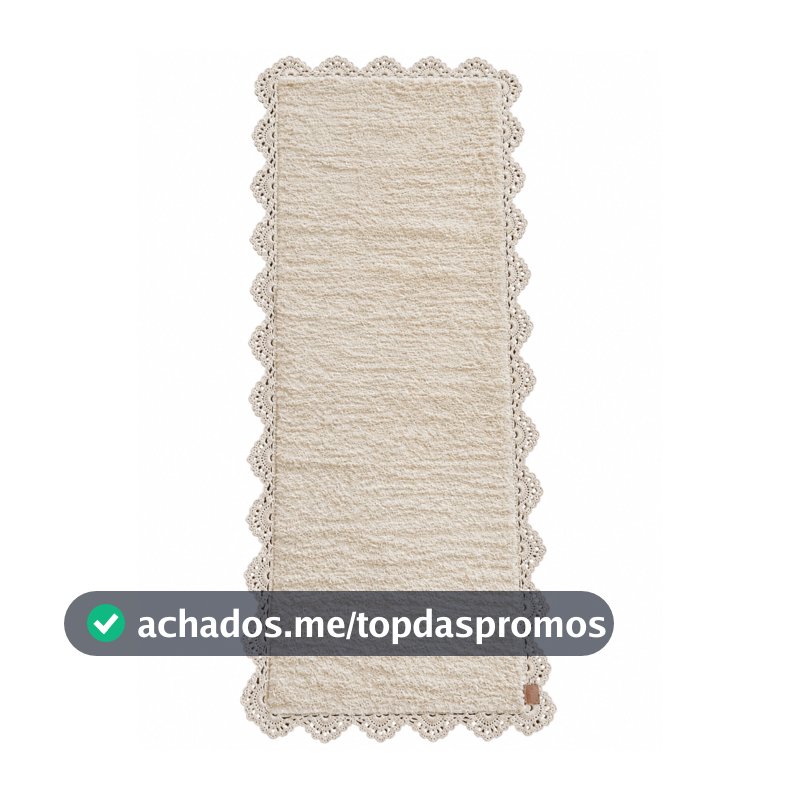 Tapete Passadeira 0,60 x 2,00m ou 0,60 x 1,50m Boho Artesanal em Algodão Cru com Crochê