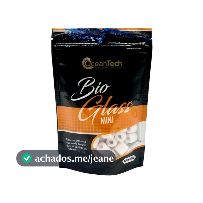 Mídia Biológica Porosa c/ Bolsa Bioglass Mini Ocean Tech 100ml(70gr.)/Trata até 60 litros P/Filtros