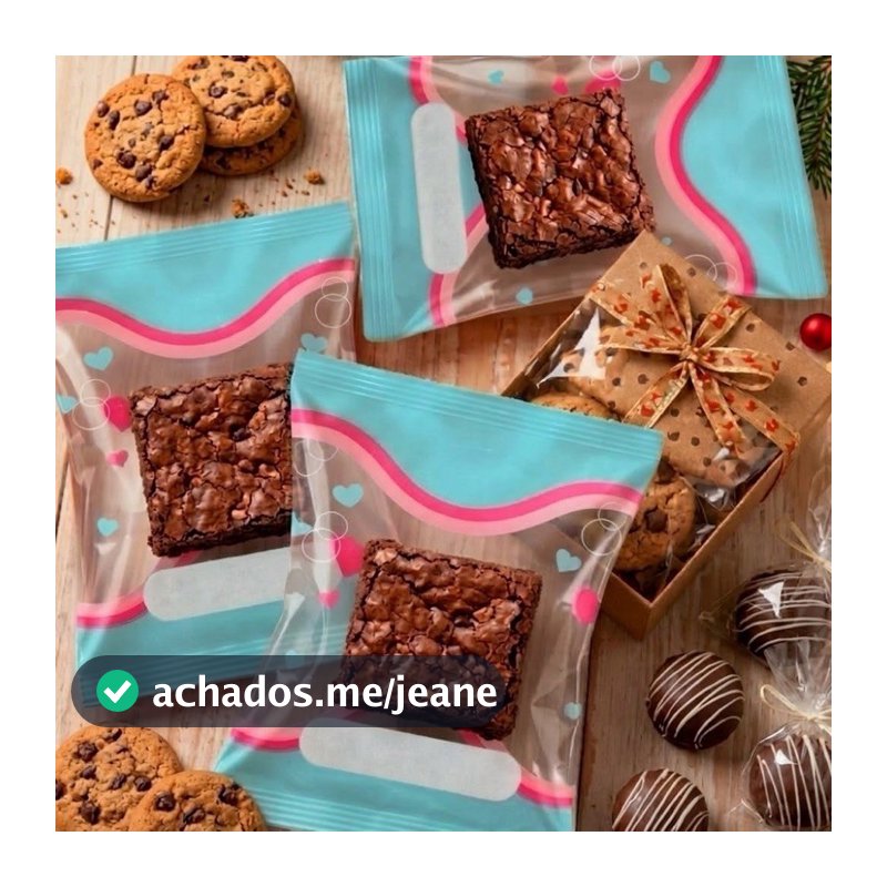 Embalagem Brownie Cookie Pao de Mel Palha Italiana Bolo Gelado 9,5x14cm BOPP