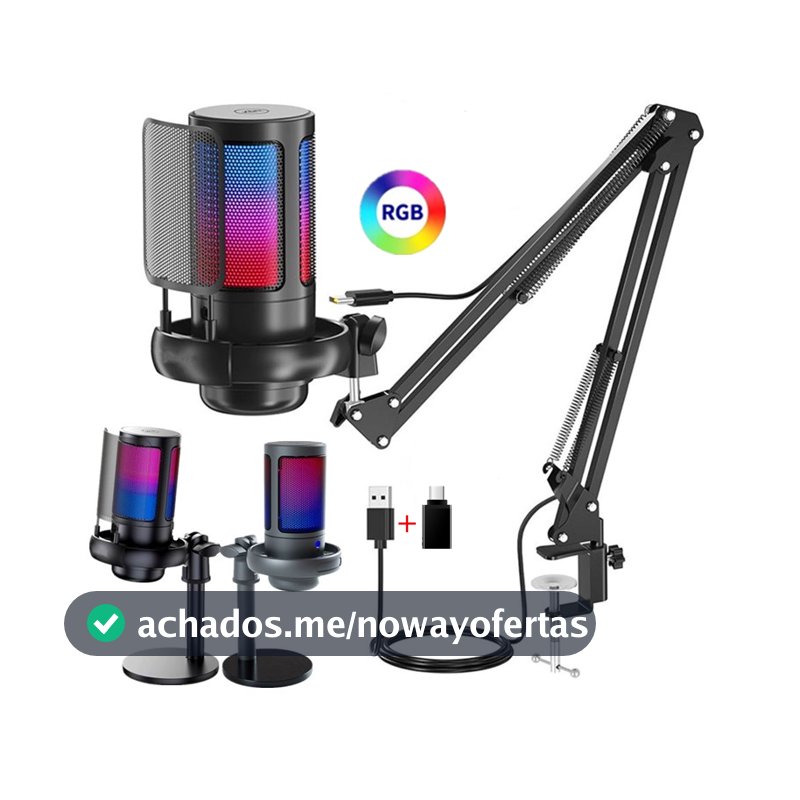 Condensador USB RGB Microfone PC Botão Mudo Para Jogos De Computador Laptop/PS4/5 Streaming Podcast Studio Gravação