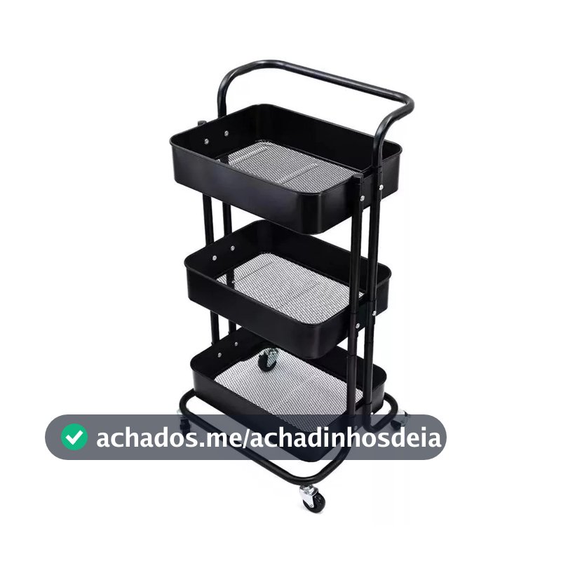 Carrinho Organizador Multiuso Laterais Aço - 3 Prateleiras Carrinho de armazenamento S9