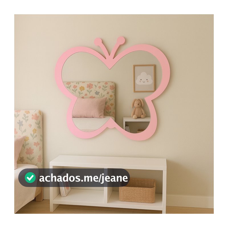 Espelho Borboleta Decorativo Quarto Menina Infantil Mini Camarim Penteadeira Parede Mdf e Acrílico