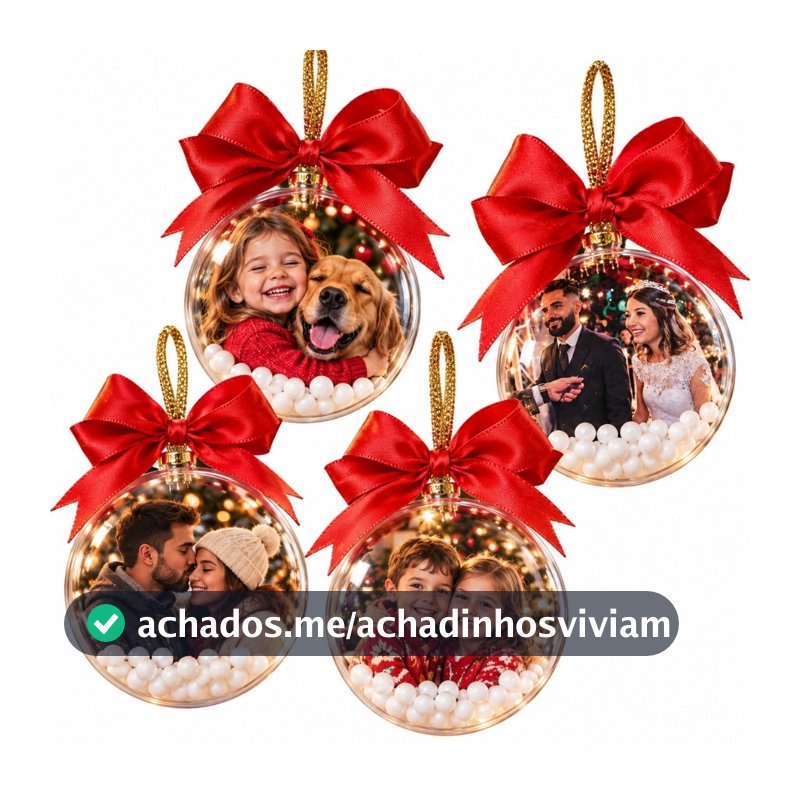Kit Bola De Natal Personalizada Com Foto Enfeite Arvore Natalina Final De Ano Presente Lembrancinha