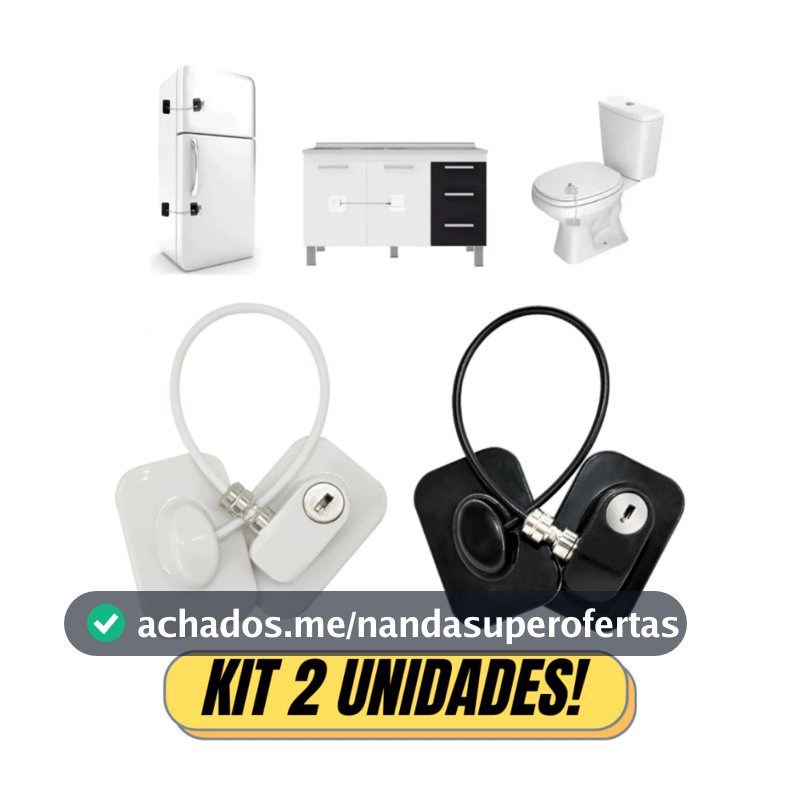 Kit 2 pares de travas de segurança com chave, para geladeira e gavetas. Trava de gaveta para bebê.
