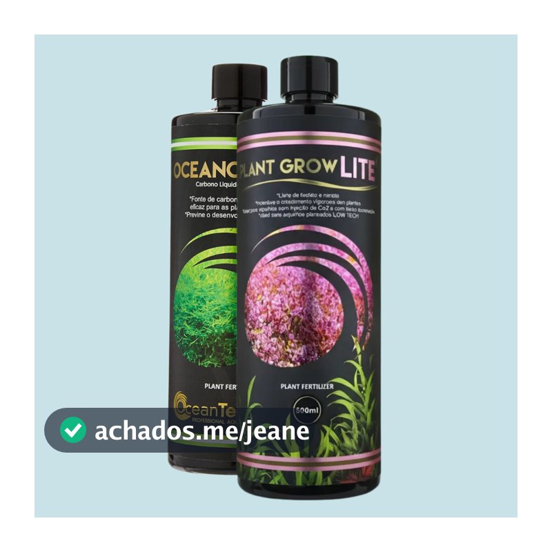 Kit OceanTech Plant Grow Lite + Ocean Carbon Fertilizante e Carbono Líquido Aquário Plantado