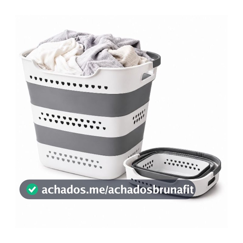 Cesto de Roupa Suja Dobrável Retrátil Grande 40L – Organizador para Lavanderia, Banheiro e Casa
