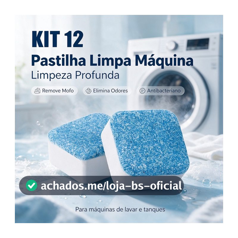 12 Tabletes Limpador de Máquina de Lavar Limpeza Profunda Remove Odores e Resíduos