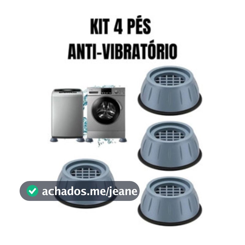 Kit 4 Pé Lava E Seca Secadora Geladeira Anti Vibração Fogão Máquina Lavar Frontal Nivelador 4 Peças