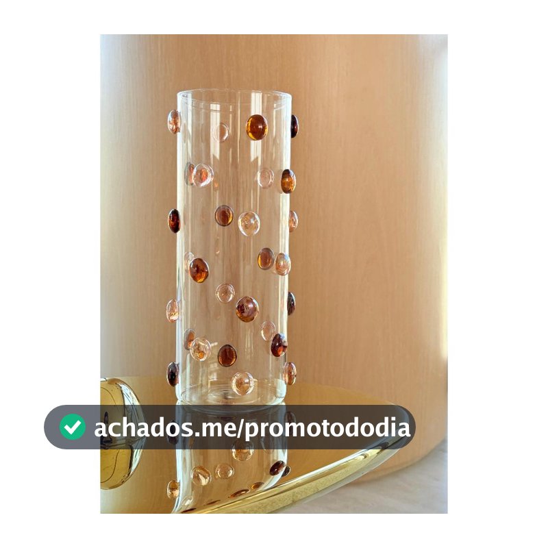 Vaso  Decorado  com Gemas de Vidro  Design Italiano Sphere 25 cm de  Altura x 10 cm