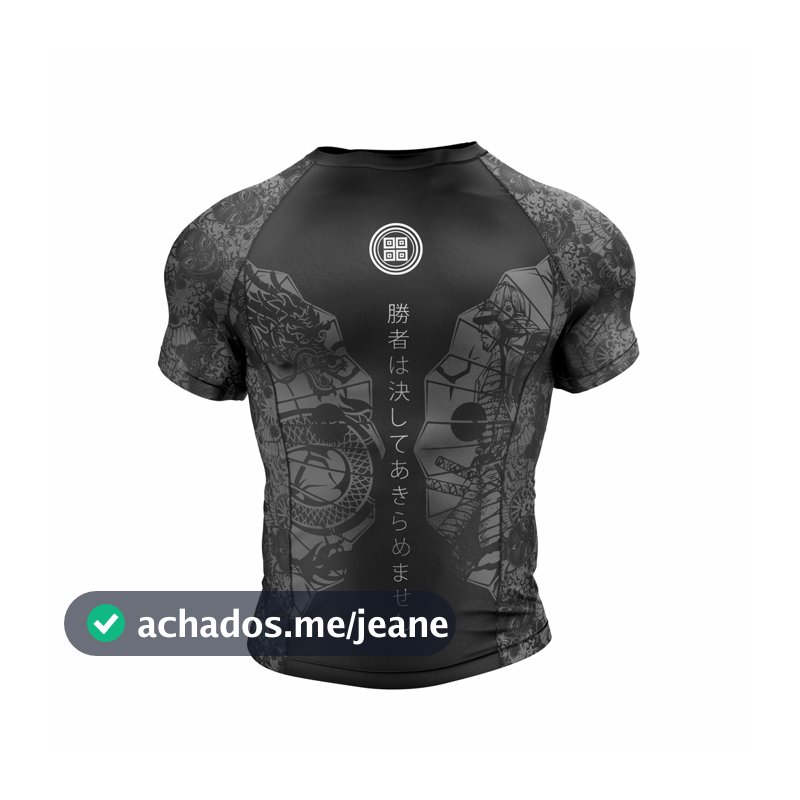 Rashguard Manga Curta Jiu Jitsu Luta Kimura Japao Oriental Cidades Kanji