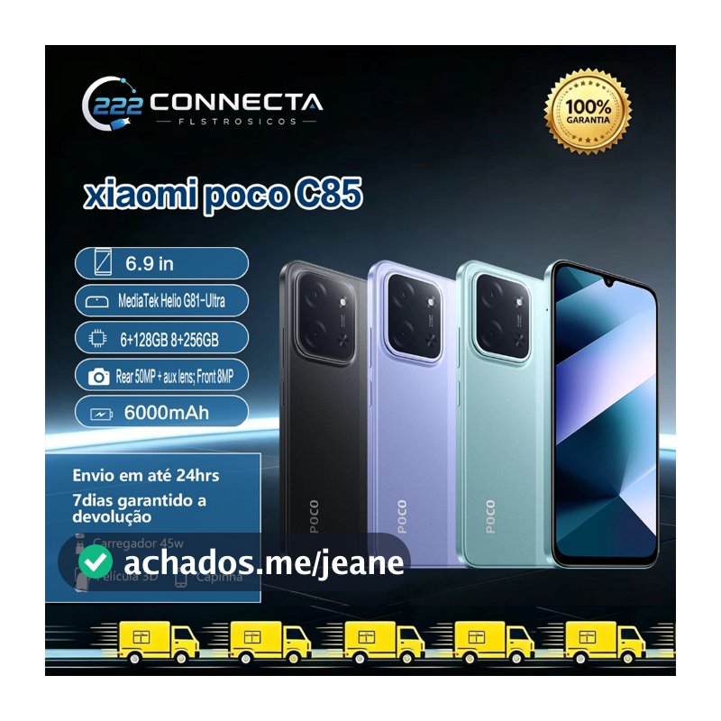 Celular Xiaomi POCO C85 Dual SIM 6+128GB 8+256GB Ram - Lacrado + Nota Fisca