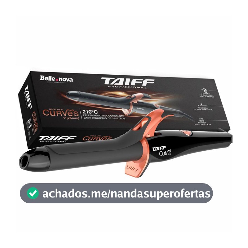 Modelador Cachos Taiff Curves 25mm 210°C Profissional