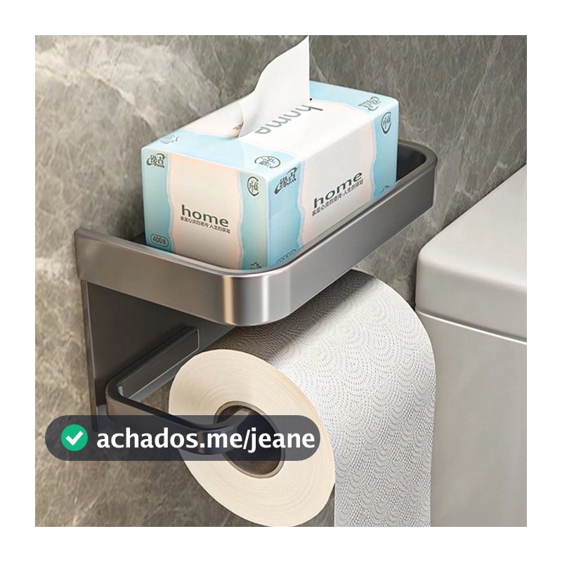 Suporte Papel Higiênico Premium Apoio Para Celular de Banheiro Fixo na Parede Sem Furos