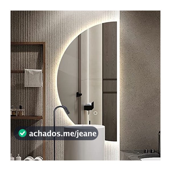 ESPELHO ORGANICO  MEIA LUA LED SEM FIO BANHEIRO SALA HALL 80X45