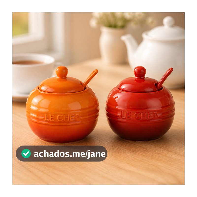 Açucareiro De Cerâmica Le Chef Com Colher 300ml Hauskraft Premium