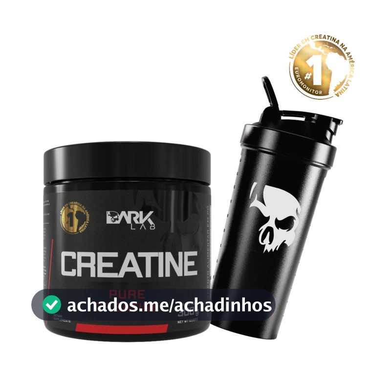kit Creatina Monohidratada 100% Pura 300g + Coqueteleira Fuse com Rede 700ml Preta - Dark Lab