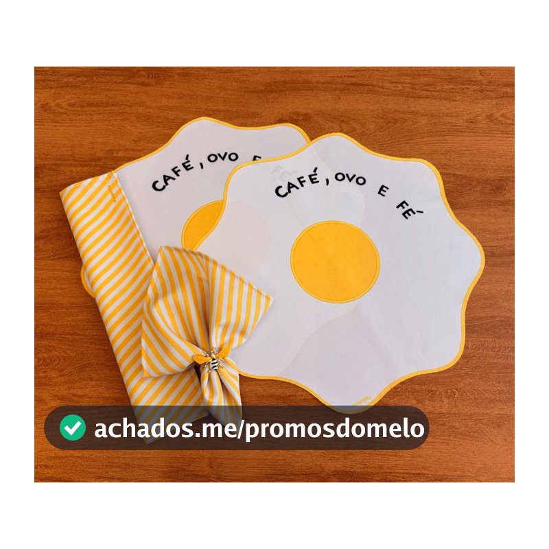 Kit Café Da Manhã 2 Americanos Impermeável + 2 Guardanapos Estampa Exclusiva Café Ovo e Fé Oferta