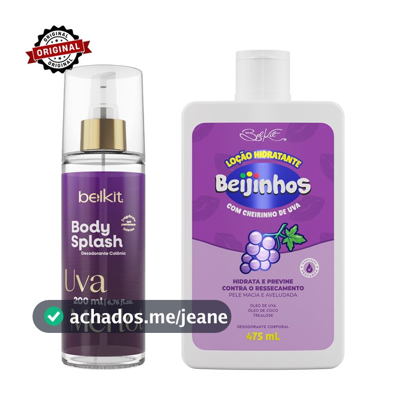 Kit Body Splash Uva Merlot 200ml BELKIT + Hidratante beijinhos 475ml BELKIT