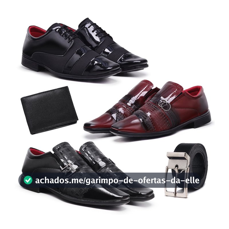 Kit 3 Pares Sapato Social Masculino Moda Evangélica Carteira E Cinto