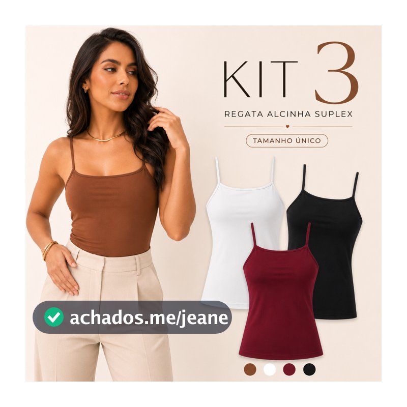 Kit 3 Regatas Femininas Alcinha Suplex Alça Fina Blusinha Básica Lisa Casual Moda Verão
