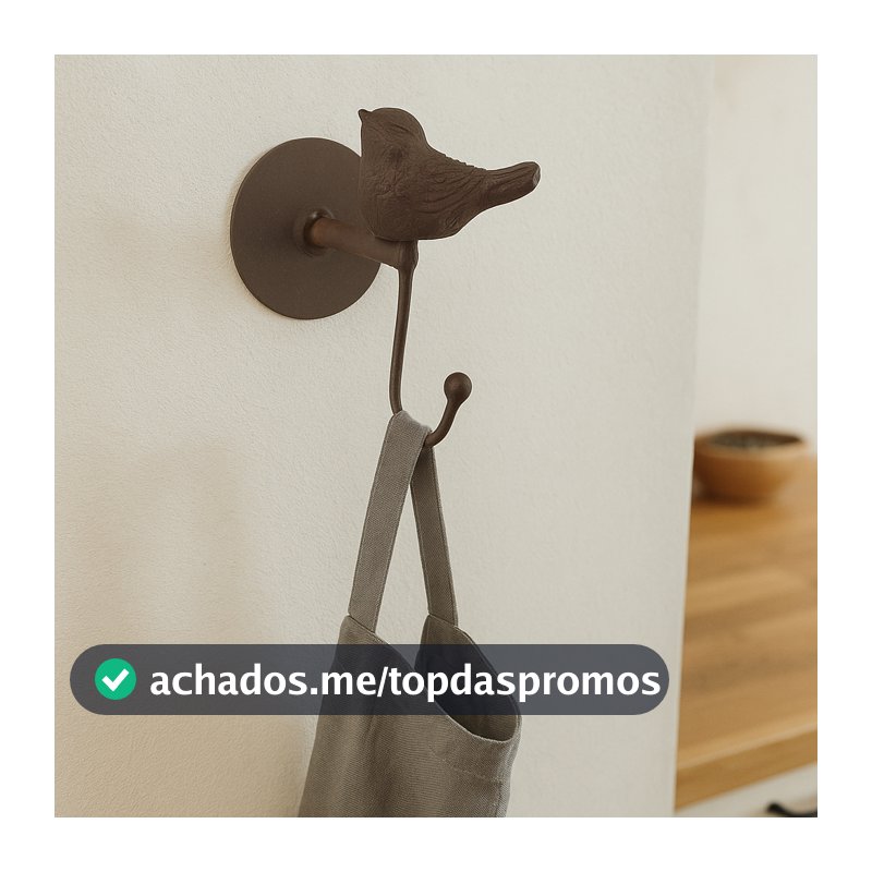 Gancheira de Parede Ferro com Passarinho em Resina Organizador Toalhas Casacos Chaves Farmhouse