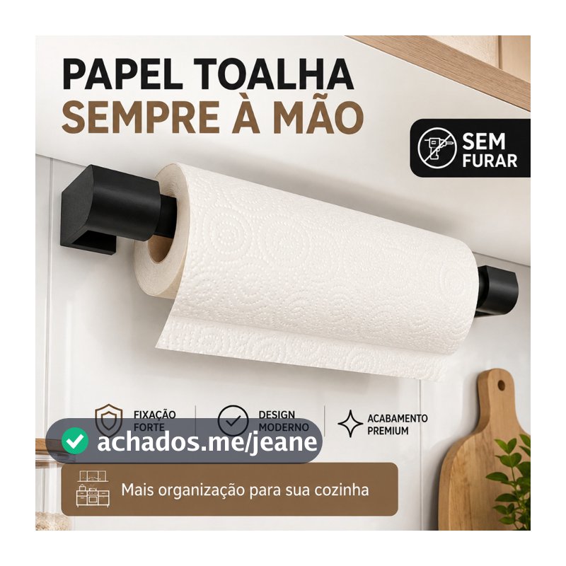 Suporte Porta Papel Toalha Adesivo Sem Furar para Cozinha Parede Armário Organizador Suspenso