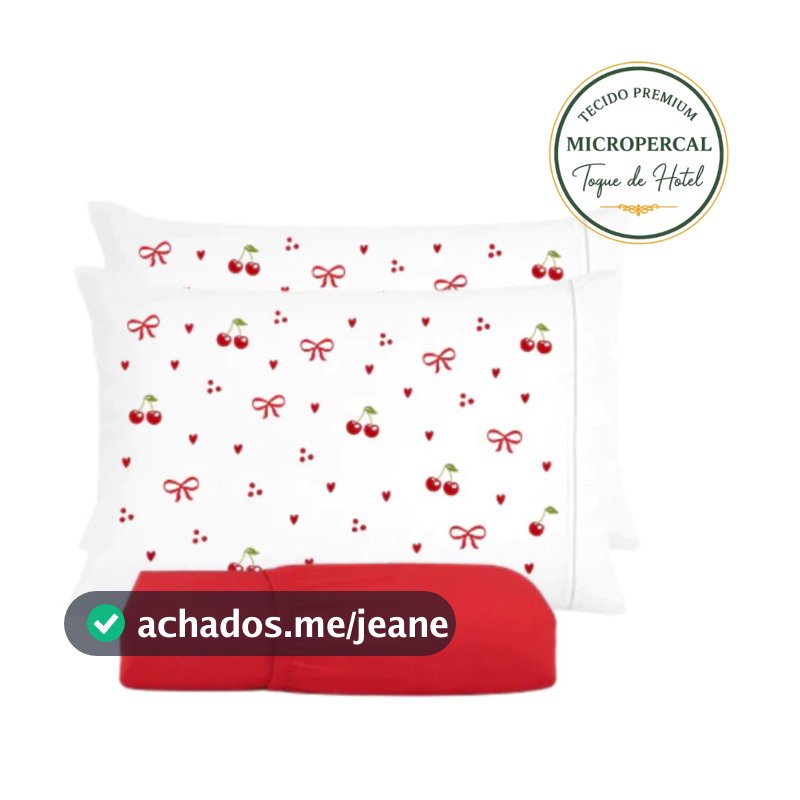 Jogo de Lençol Cereja Estampado  Solteiro Casal Queen King 400 Fios 3 Pçs Ponto Palito Toque Macio
