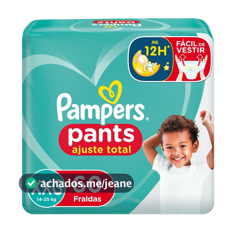 Fralda Pampers Pants Ajuste Total Top Tamanho XXG com 60 unidades