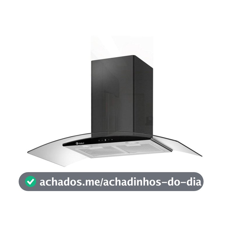 Coifa Parede Gallant Milano Vidro Curvo Preta 90cm 127V