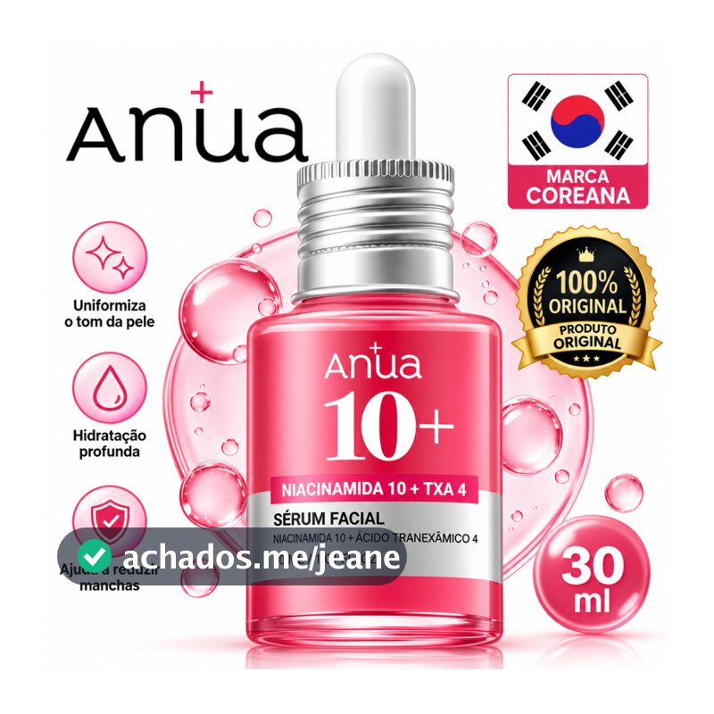 Sérum ANUA Niacinamida 10% +TXA 4% - Clareia Manchas de Acne e Melasma Uniformiza o Tom da Pele 30ml