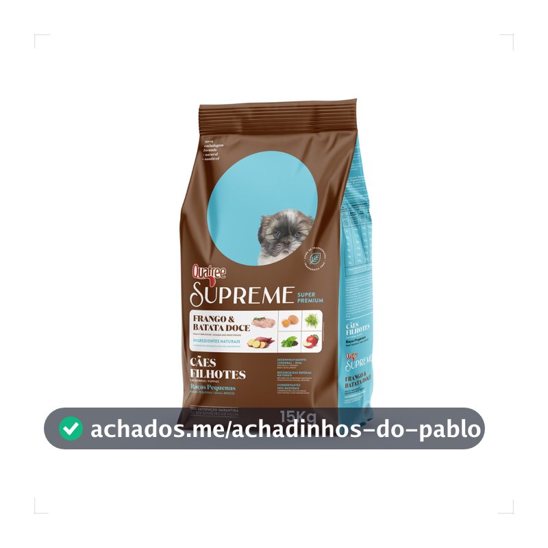 Ração Quatree Supreme Cães Filhotes Raças Pequenas - 3Kg 10,1Kg 15Kg