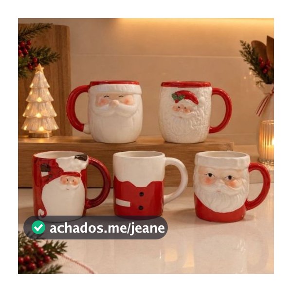 Caneca De Porcelana 300ML Xícara Personalizada de Natal Designer Papai Noel