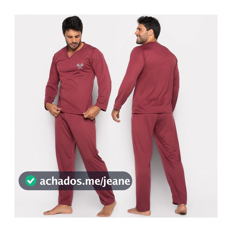 Pijama Bravaa Store Longo Adulto Masculino Blusa Manga Comprida Calça 009