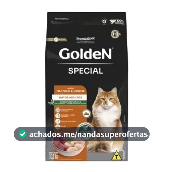 Ração Golden Special para Gatos Adultos Sabor Frango e Carne 10,1 kg