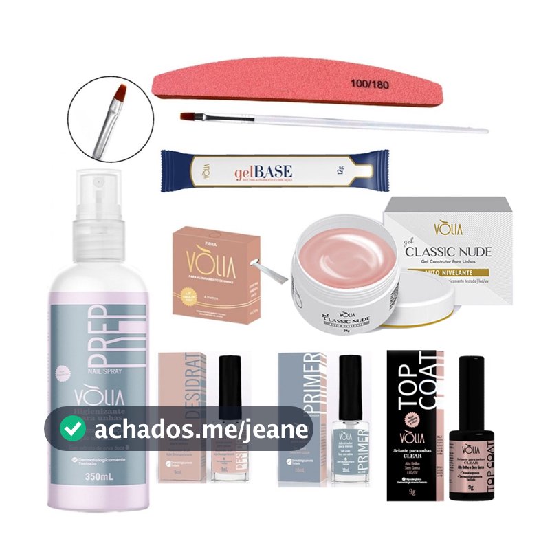 Kit Volia Gel Base Nude + Fibra + Brinde + Prep Lançamento