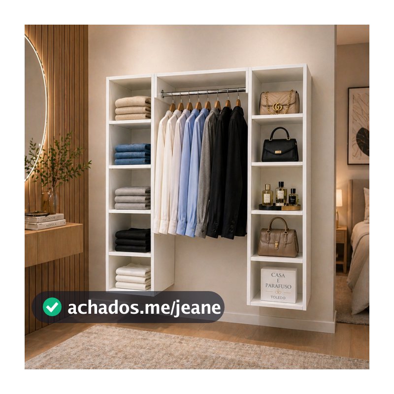 Arara de Roupas com Prateleiras e Cabideiro Closet Organizador para Quarto-88