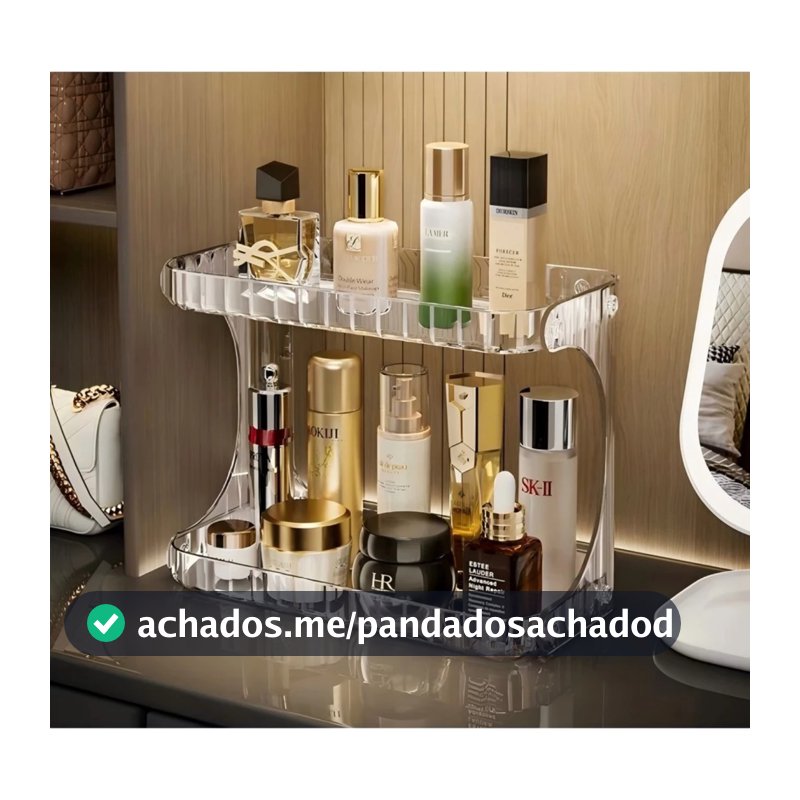 2 Camadas Prateleira Organizador Diamante Acrílico Porta Maquiagem Suporte Multiuso De Mesa