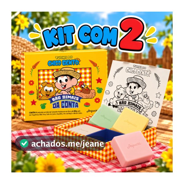 Kit Com 2 Kits Sabonete Hidratante Em Barra Chico Bento 4x80g