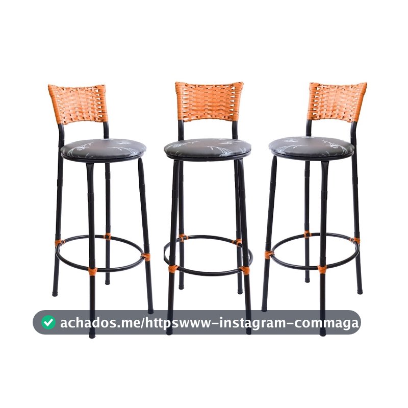 KIT 3 BANQUETAS BANCO ALTO DE COZINHA AREA GOURMET MOVEIS DE JUNCO