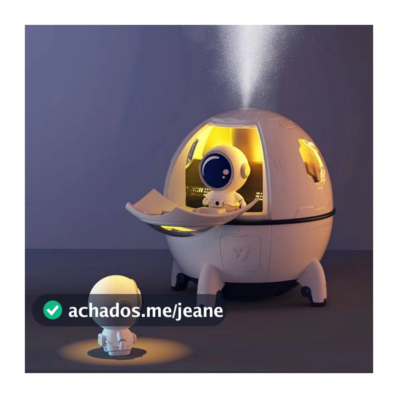 Umidificador de Ar Astronauta 220ml Luz LED Colorida Pulverizador De Névoa USB
