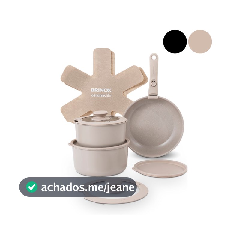 Jogo de Panelas Empilhável Brinox Ceramic Life Fit 10 Peças - Antiaderente Cerâmico Fundo de Indução